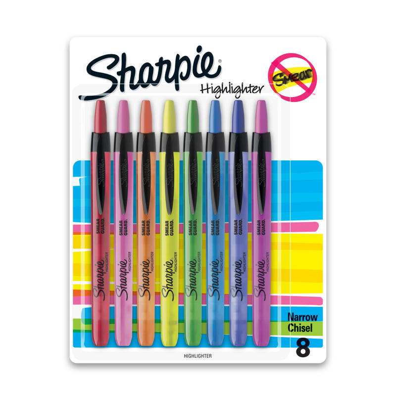 Sharpie Accent Retractable Highlighters, Assorted Colors, Pack Of 8 (Min Order Qty 7) MPN:28101