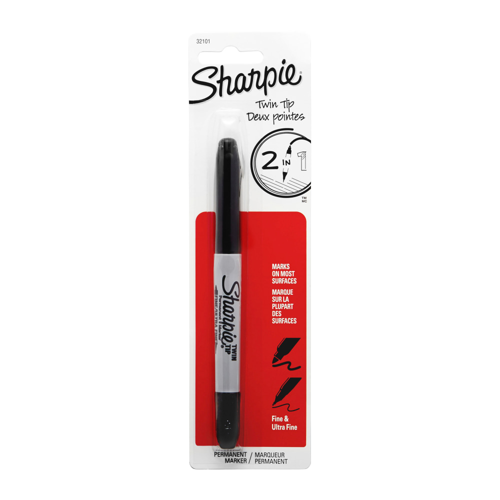 Sharpie Twin-Tip Markers - Fine and Ultra Fine Marker Point - Black Alcohol Based Ink - 1 / Pack (Min Order Qty 36) MPN:32101