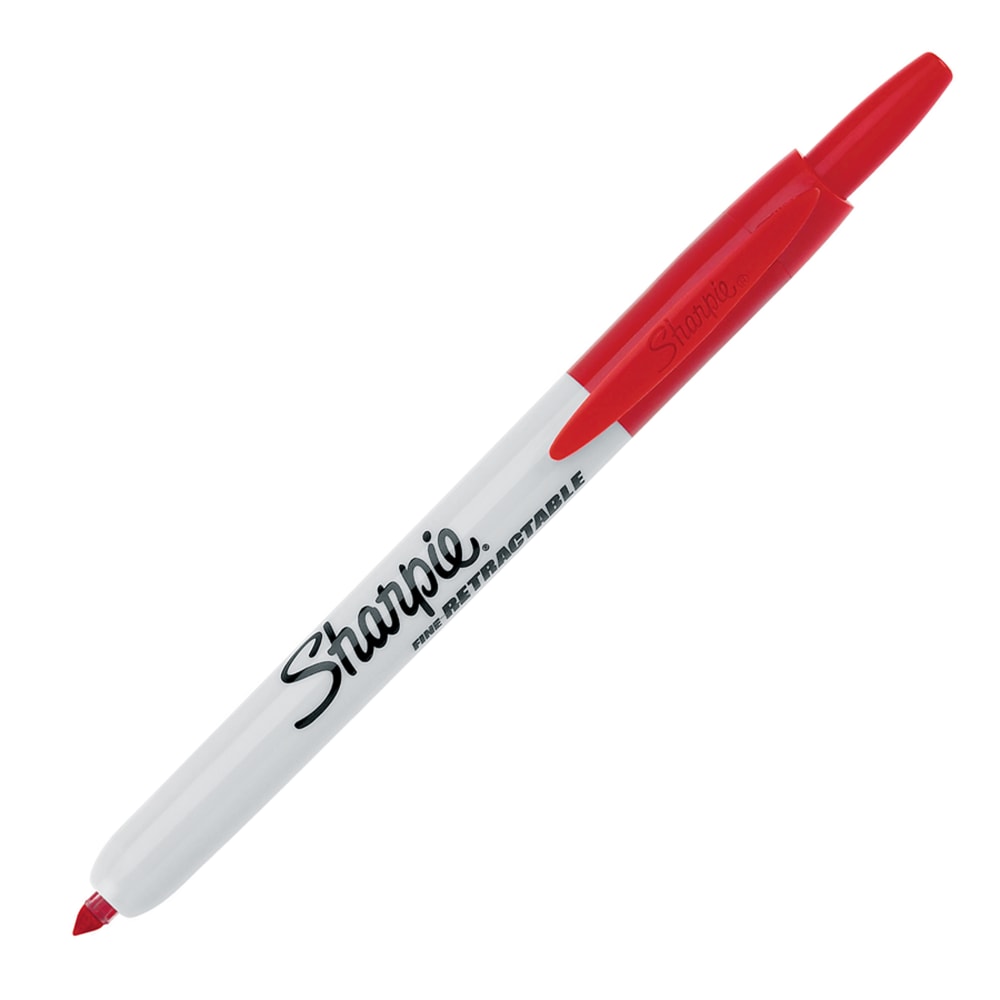 Sharpie Retractable Permanent Markers, Fine Point, Red, Box Of 12 (Min Order Qty 3) MPN:32702DZ