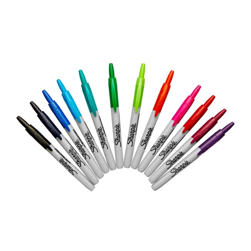 Sharpie Retractable Permanent Markers, Fine Point, Assorted, Box Of 12 (Min Order Qty 3) MPN:32707