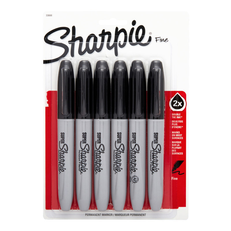 Super Sharpie Permanent Markers, Black, Pack Of 6 Markers (Min Order Qty 7) MPN:33666