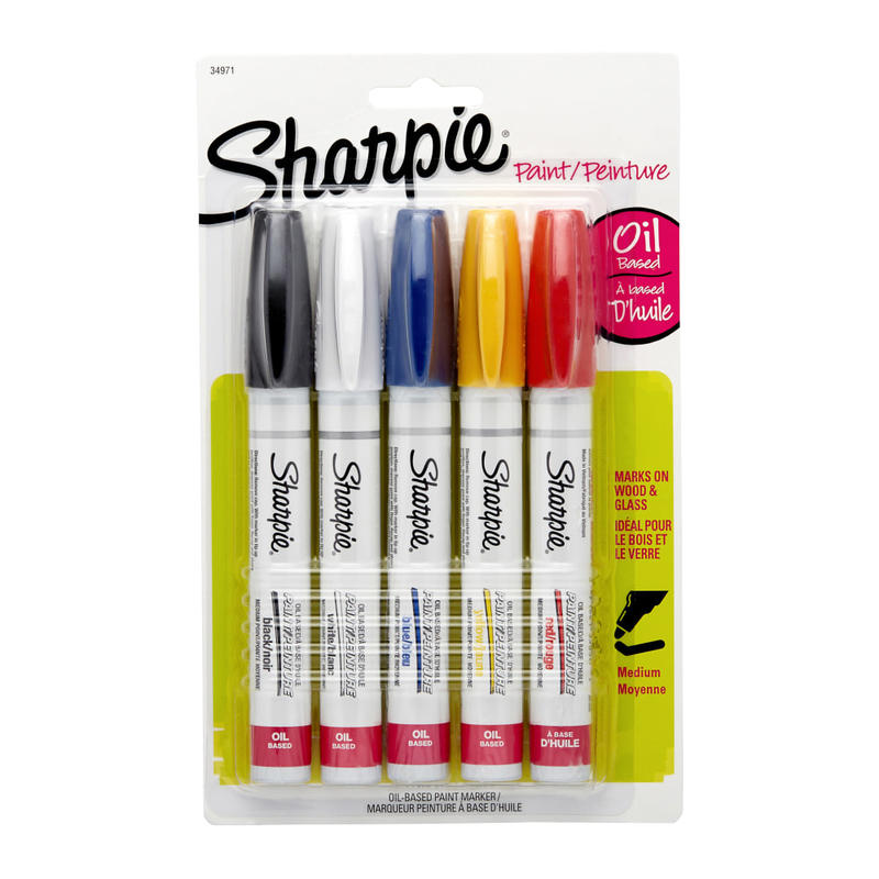 Sharpie Paint Markers, Medium Point, Assorted Colors, Pack Of 5 Markers (Min Order Qty 6) MPN:34971