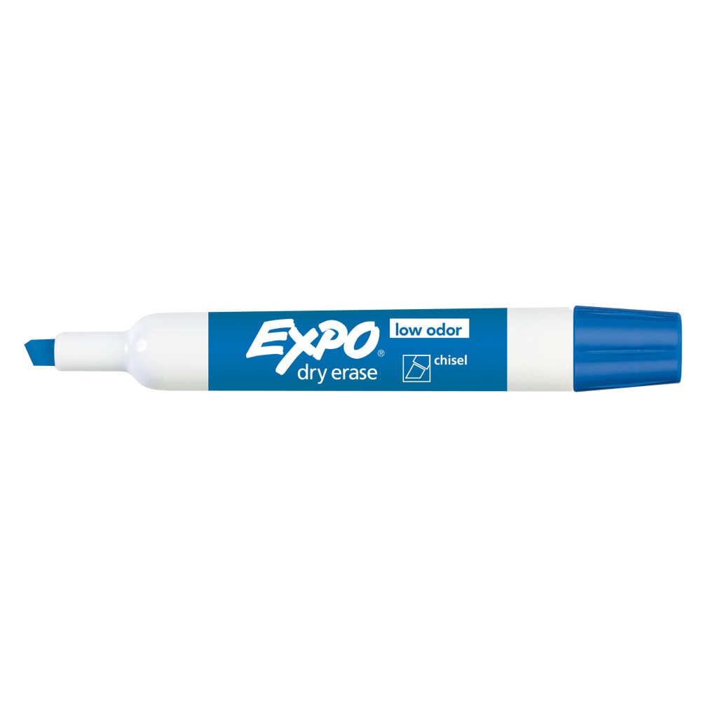 EXPO Low-Odor Dry-Erase Markers, Chisel Point, Blue, Pack Of 12 (Min Order Qty 4) MPN:80003