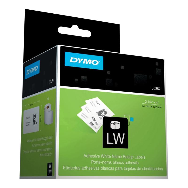 DYMO LabelWriter Self-Adhesive Name Badge Labels, 30857, White, 2 1/4in x 4in, Roll Of 250 Labels (Min Order Qty 3) MPN:30857