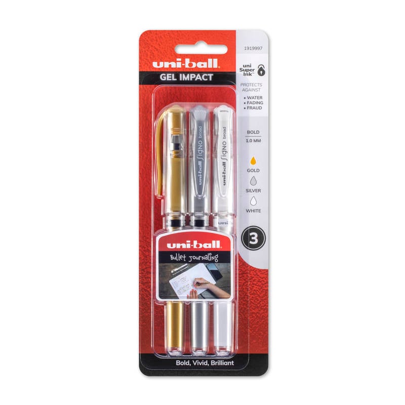 uni-ball Impact Roller Pens, Bold Point, 1.0 mm, Assorted, Pack Of 3 (Min Order Qty 10) MPN:1919997