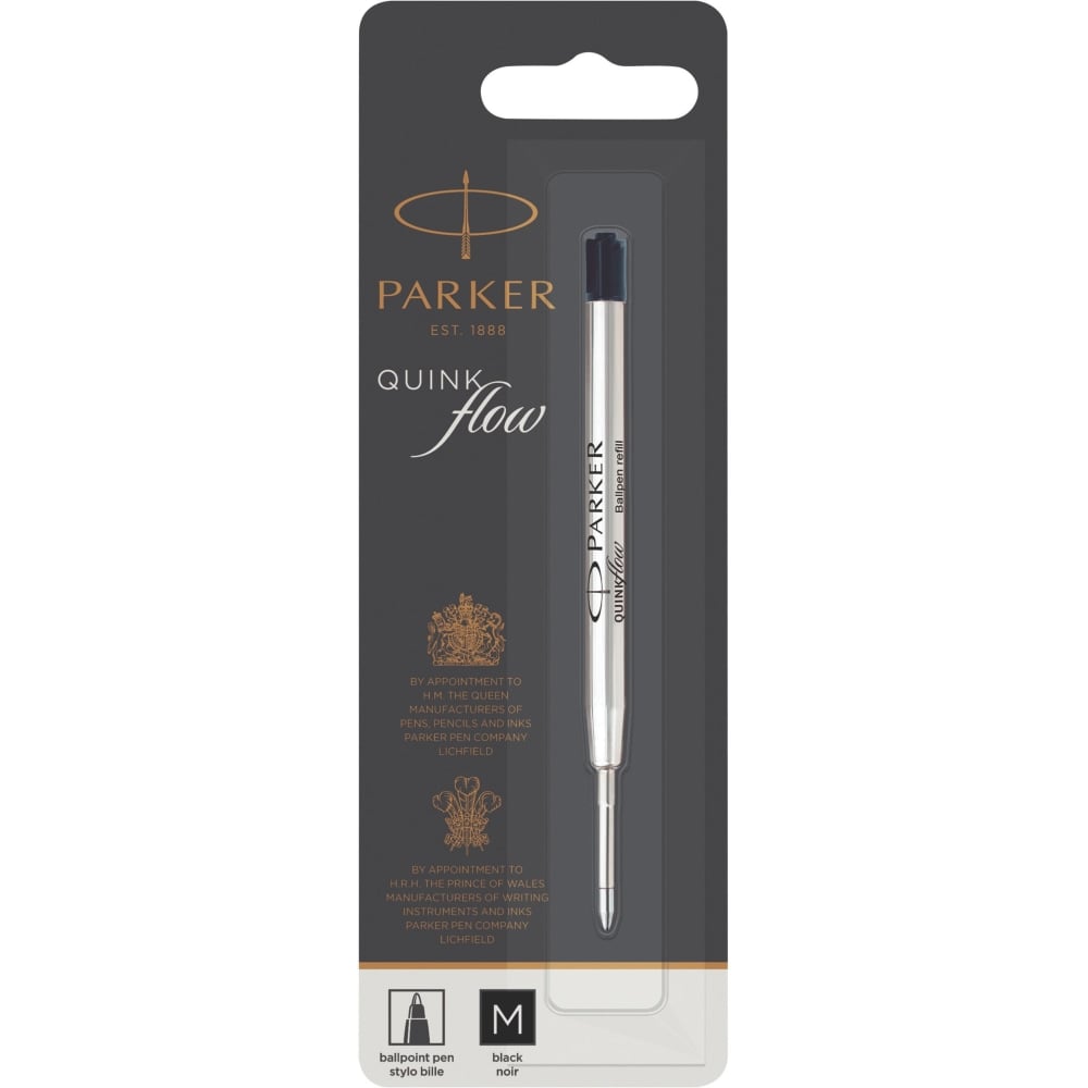 Parker Quinkflow Black Ink Ballpen Refill - Medium Point - Black Ink - Smooth Writing, Quick-drying Ink - 1 Each (Min Order Qty 13) MPN:1950369