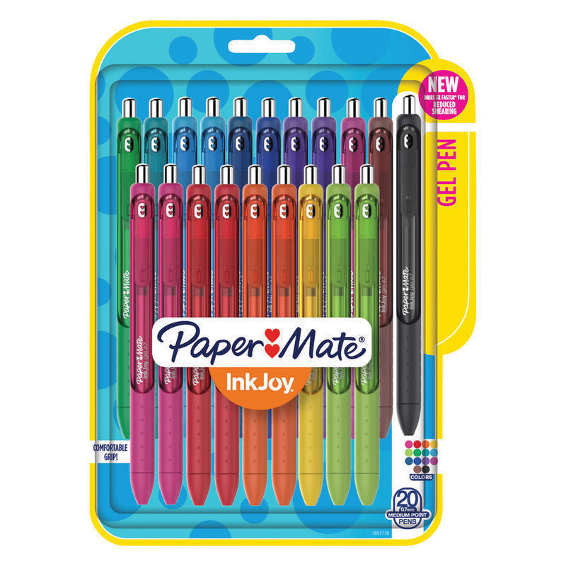 Paper Mate InkJoy Gel Pens, Medium Point, 0.7 mm, Assorted Colors, Pack Of 20 (Min Order Qty 3) MPN:1951718