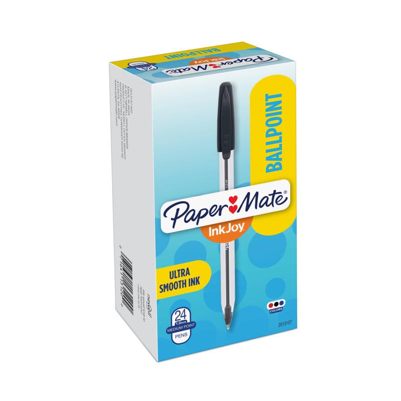 Paper Mate InkJoy 50ST Ballpoint Pens, Medium Point, 1.0 mm , Translucent Barrel, Assorted Ink Colors, Pack Of 24 Pens (Min Order Qty 35) MPN:2013157