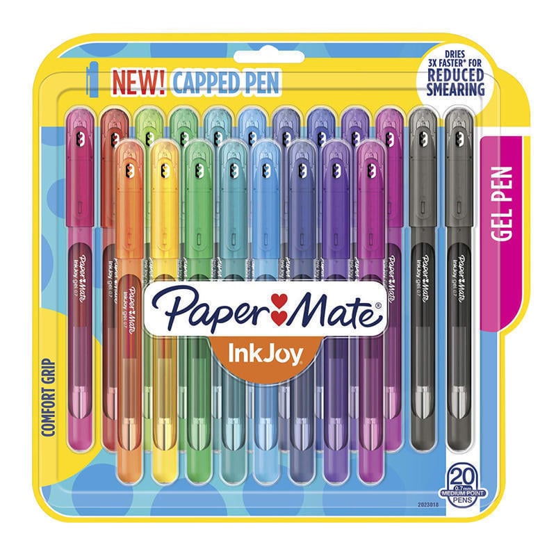 Paper Mate Inkjoy Gel 600ST Stick Pens, Medium Point, 0.7 mm, Assorted Ink Colors, Pack Of 20 (Min Order Qty 3) MPN:2023018