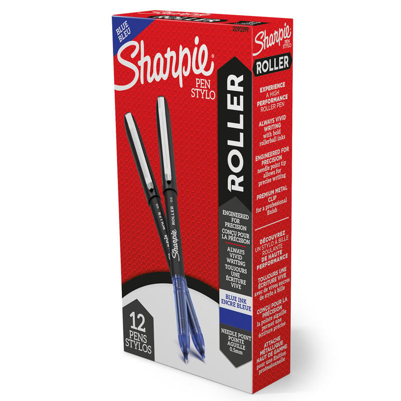 Sharpie Rollerball Pen, Needle Point, 0.5mm, Blue Ink, Pack Of 12 (Min Order Qty 4) MPN:2093199