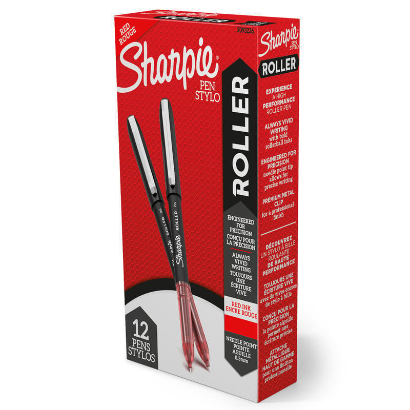 Sharpie Rollerball Pens, Needle Point, 0.5 mm, Red Ink, Pack Of 12 (Min Order Qty 3) MPN:2093226