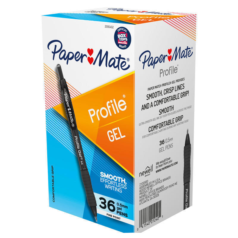 Paper Mate Gel Pen, Profile Retractable Pen, 0.5mm, Black, 36 Count (Min Order Qty 2) MPN:2095452