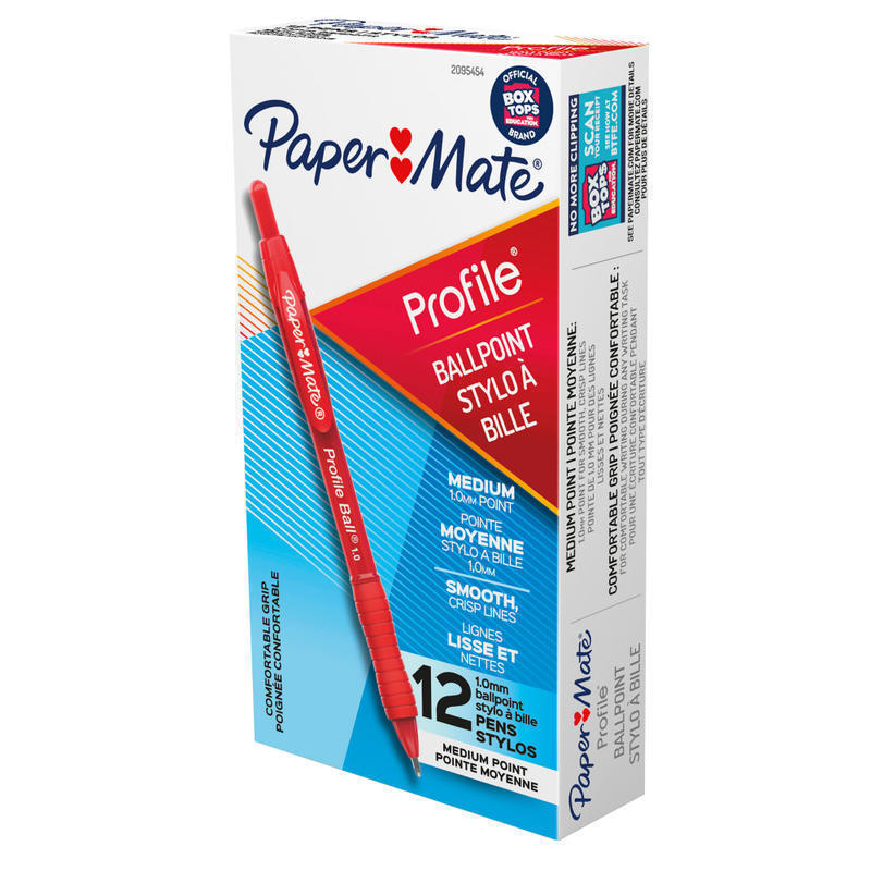 Paper Mate Ballpoint Pen, Profile Retractable Pen, Medium Point (1.0mm), Red, 12 Count (Min Order Qty 7) MPN:2095454