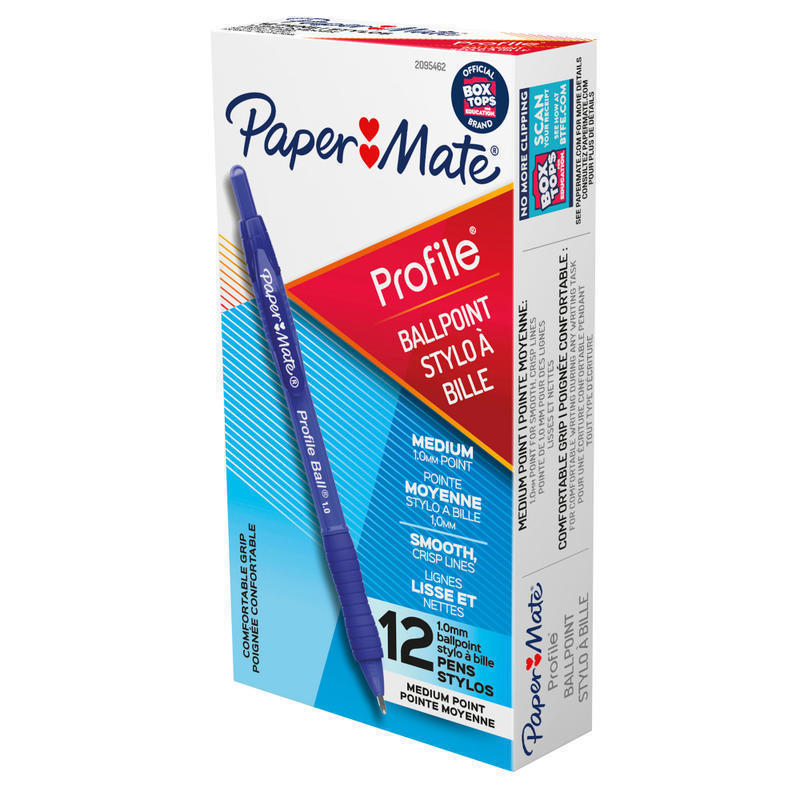 Paper Mate Ballpoint Pen, Profile Retractable Pen, Medium Point (1.0mm), Blue, 12 Count (Min Order Qty 7) MPN:2095462