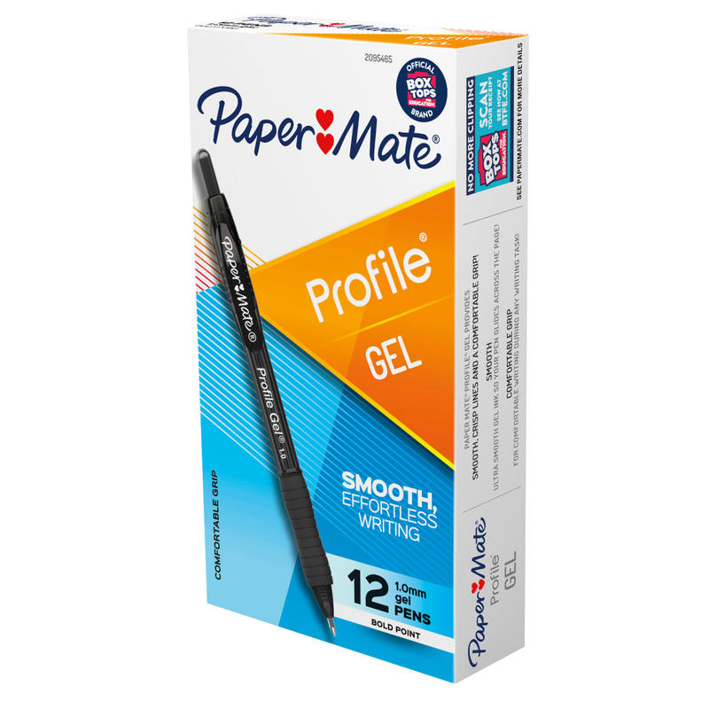 Paper Mate Gel Pen, Profile Retractable Pen, 1.0mm, Black, 12 Count (Min Order Qty 6) MPN:2095465