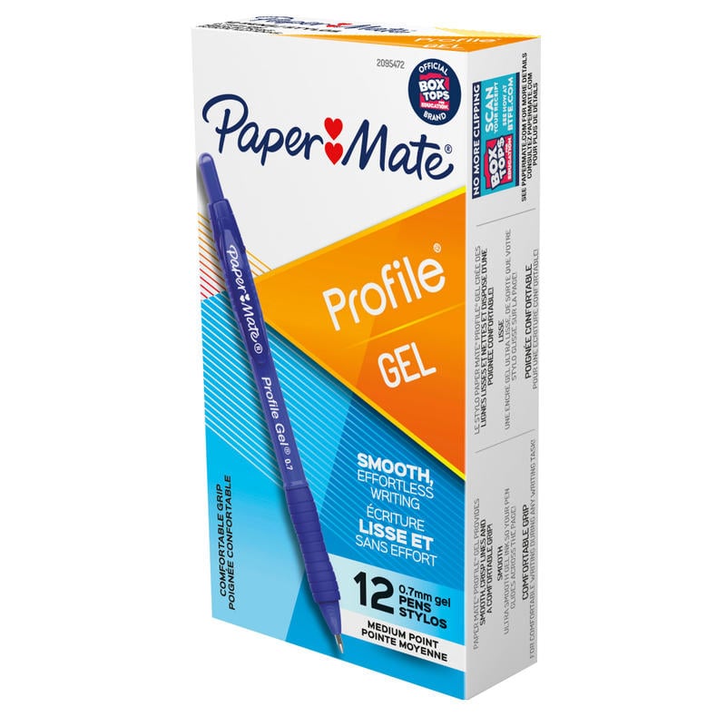 Paper Mate Gel Pen, Profile Retractable Pen, 0.7mm, Blue, 12 Count (Min Order Qty 6) MPN:2095472