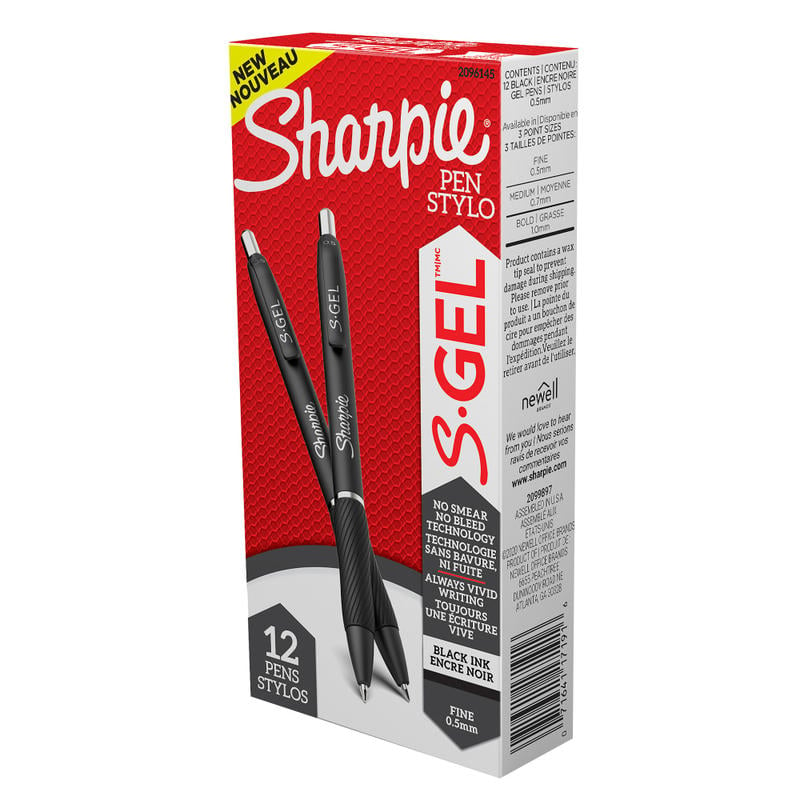 Sharpie S-Gel, Gel Pens, Fine Point (0.5mm), Black Ink Gel Pen, 12 Count (Min Order Qty 5) MPN:2096145