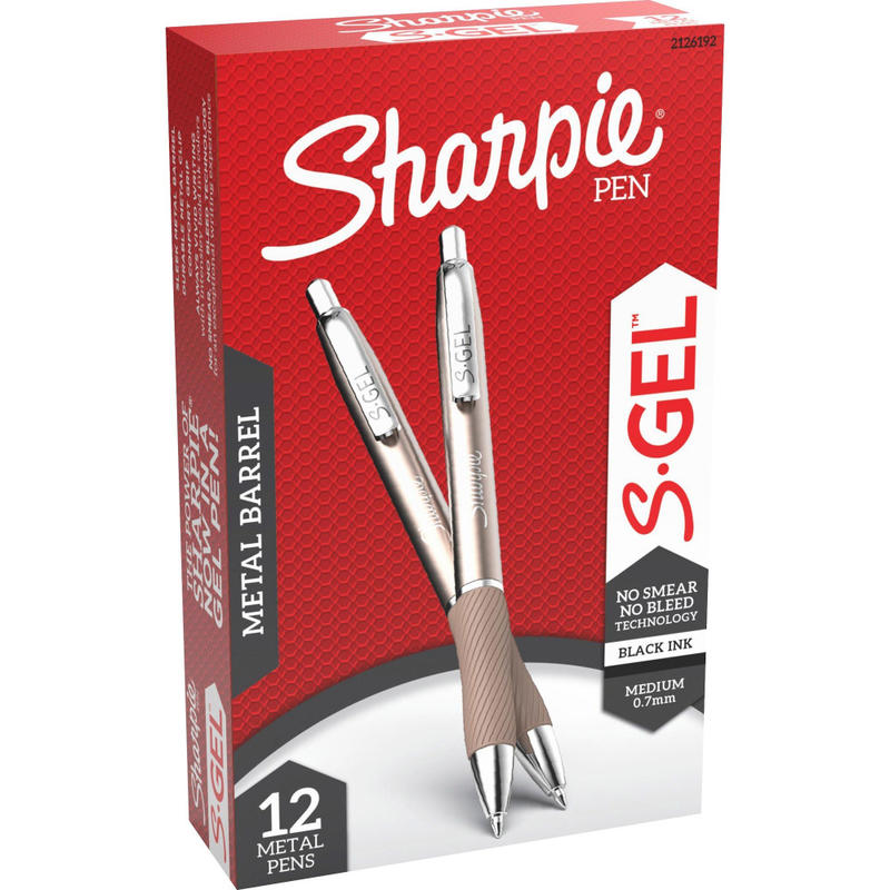 Sharpie S-Gel Pens, Medium Point, 0.7 mm, Red/Gold Barrel, Black Ink, Pack Of 12 Pens (Min Order Qty 2) MPN:2147526