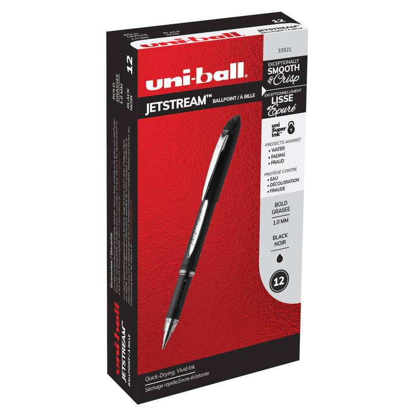 uni-ball Jetstream Ballpoint Pens, Bold Point, 1.0 mm, Black Barrel, Black Ink, Box Of 12 (Min Order Qty 3) MPN:528640DZ