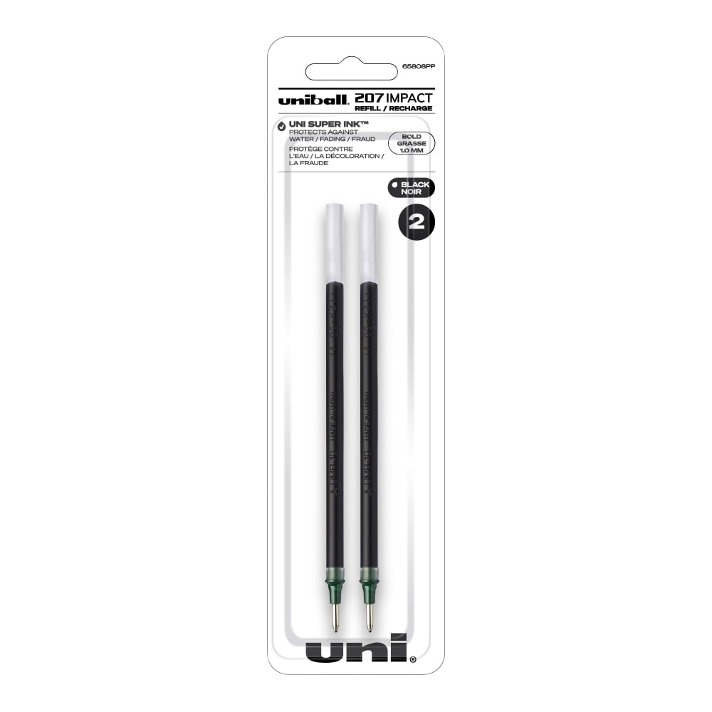 uni-ball 207 Impact Gel Pen Refills, Bold Point, 1.0 mm, Black, Pack Of 2 Refills (Min Order Qty 29) MPN:65808