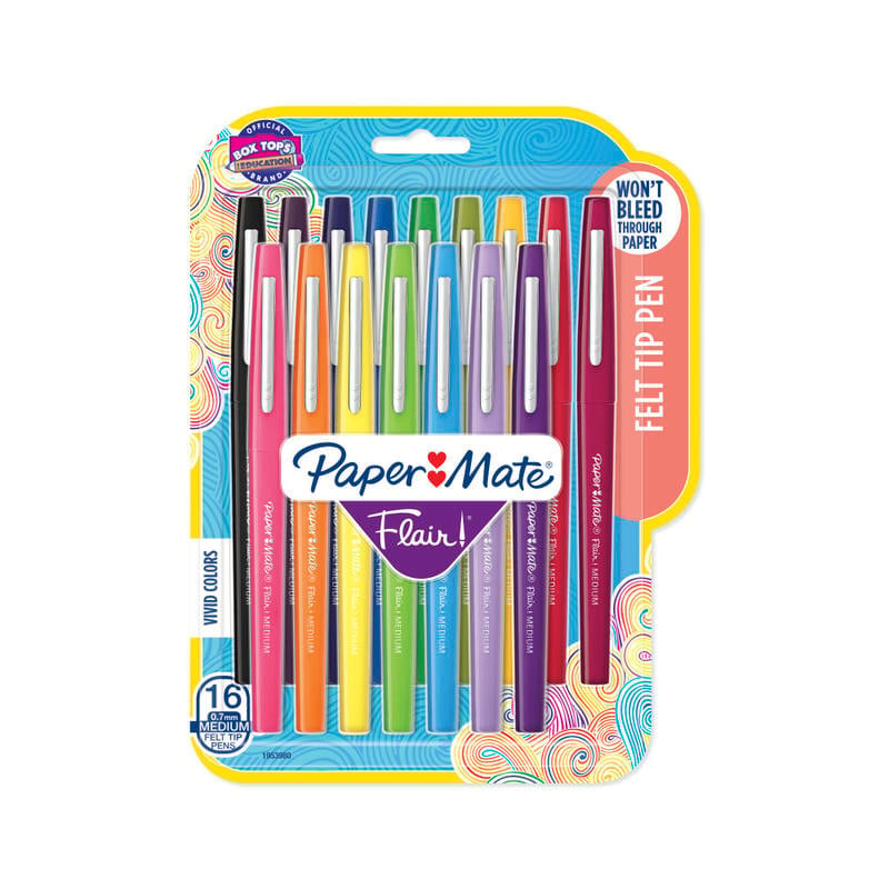 Paper Mate Porous-Point Pens, Medium Point, 0.7 mm, Assorted Barrels, Assorted Ink Colors, Pack Of 16 (Min Order Qty 4) MPN:70644