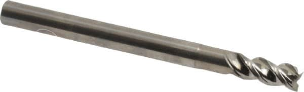 Square End Mill: 1/4'' Dia, 1/2'' LOC, 1/4'' Shank Dia, 3'' OAL, 3 Flutes, Solid Carbide MPN:17002222