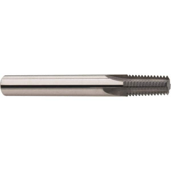 Straight Flute Thread Mill: 1/16-27, External & Internal, 3 Flutes, 1/4