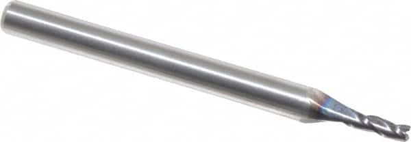 Square End Mill: 1/16'' Dia, 3/16'' LOC, 1/8'' Shank Dia, 1-1/2'' OAL, 3 Flutes, Solid Carbide MPN:17005783