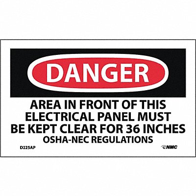 Danger Keep Elect Panel Clear Label PK5 MPN:D225AP