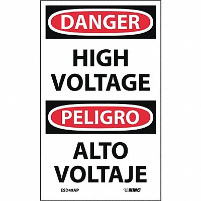 High Voltage Label - Bilingual PK5 MPN:ESD49AP