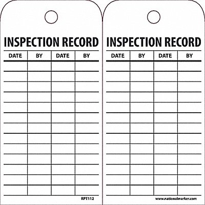 Inspection Record Tag PK25 MPN:RPT112