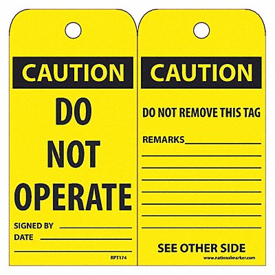 Caution Do Not Operate Tag PK25 MPN:RPT174