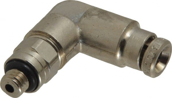 Push-To-Connect Tube to Male & Tube to Male UNF Tube Fitting: Pneufit Swivel Male Elbow, #10-32 Thread, 5/32