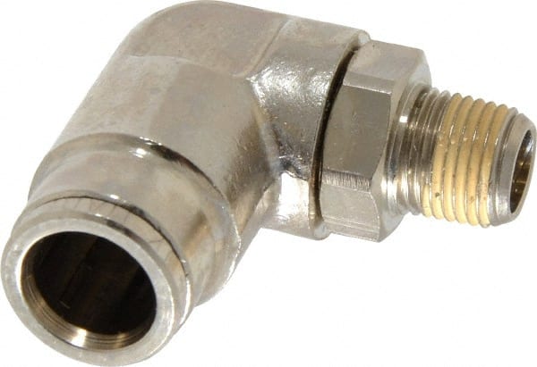 Push-To-Connect Tube to Male & Tube to Male NPT Tube Fitting: Pneufit Swivel Male Elbow, 1/8