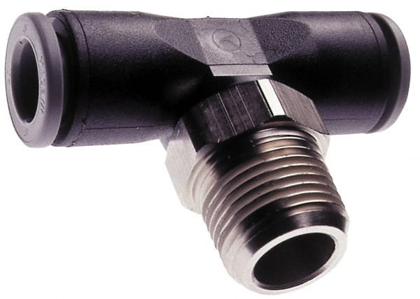 Push-To-Connect Tube to Male & Tube to Male BSPT Tube Fitting: Swivel Tee Adapter, Tee 1/8