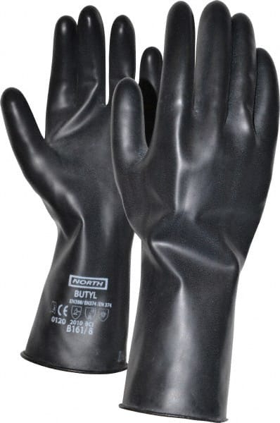 Chemical Resistant Gloves: Size Medium, 16.00 Thick, Butyl, Unsupported, MPN:B161/8