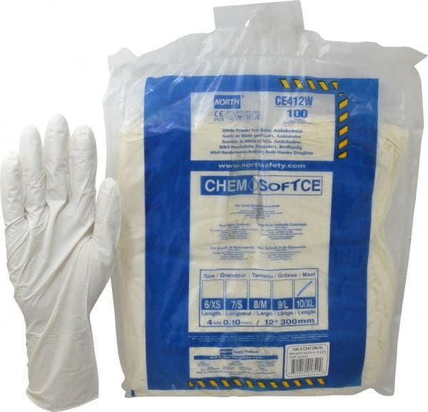 Disposable Gloves: X-Large, 4 mil Thick, Nitrile, Cleanroom Grade MPN:CE412W/XL