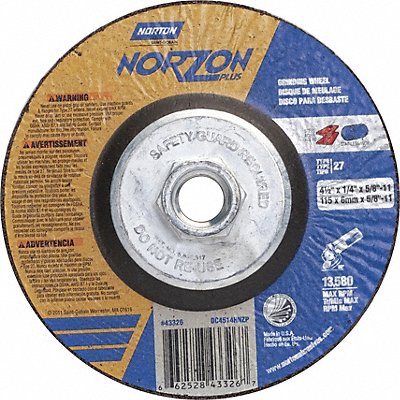 Depressed Ctr Wheel T27 4-1/2in 5/8in-11 MPN:66252843326