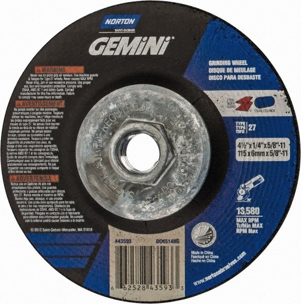 Depressed Grinding Wheel:  Type 27,  4-1/2