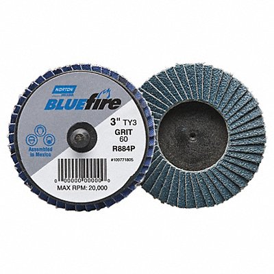 J5078 Flap Disc 3 in Dia P80 Grit Type 27 MPN:77696090173