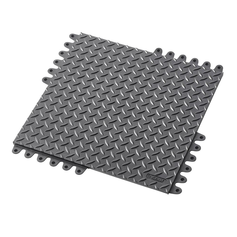 De-Flex. is extremely comfortable heavy duty anti-fatigue matting system with popular diamond plate traction surface that can be easily assembled for coverage of large areas or individual workstation mats. The modular rubber tiles MPN:570S1818BL