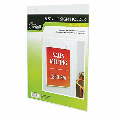 Sign Holder Wall 8-1/2x11 Acrylic Clear MPN:38011