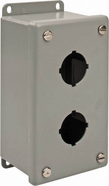2 Hole, 1.2 Inch Hole Diameter, Steel Pushbutton Switch Enclosure MPN:E2PB