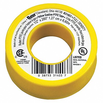 Thread Sealant Tape 1/2 W Yellow MPN:31403