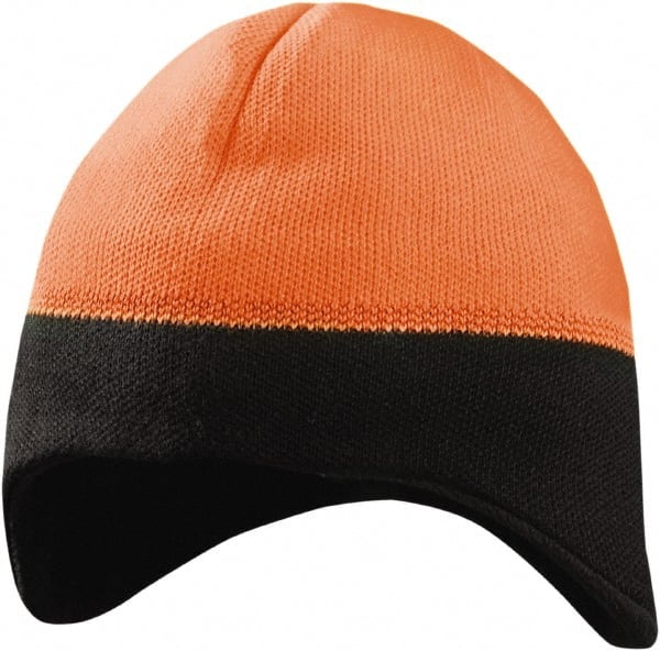 Beanie Hat: Size Universal, Orange, Acrylic Rib Knit, Brushed Anti-Pilling Fleece & Reflective Thread MPN:LUX-EWRB-O