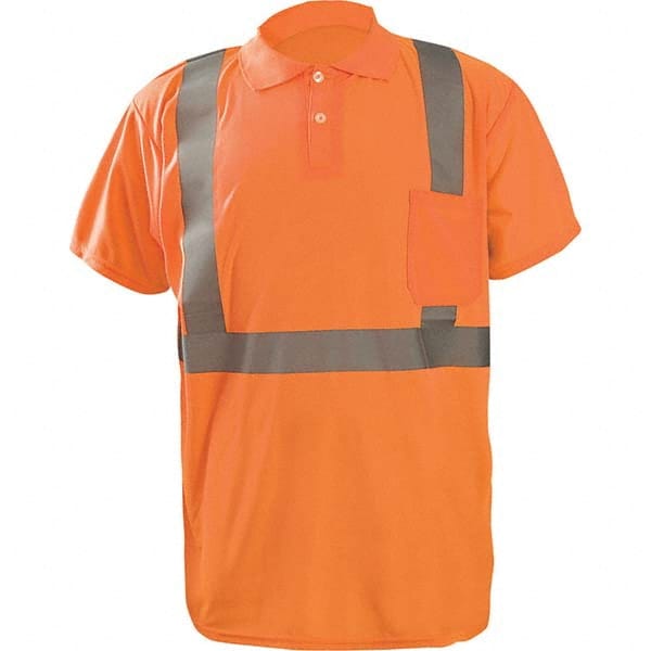 Work Shirt: High-Visibility, Large, Polyester, Orange, 1 Pocket MPN:LUX-SSPP2B-OL