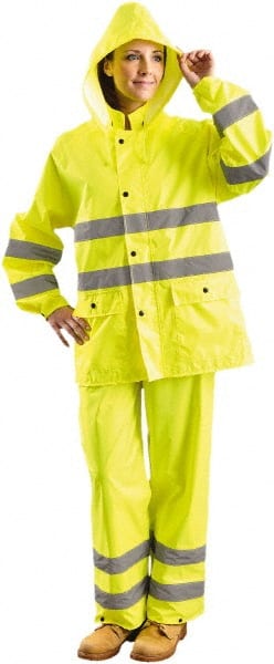 Rain Jacket: Size 3XL, ANSI/ISEA 107-2015, Yellow, Polyester & Polyurethane MPN:LUX-TRJKT-Y3X