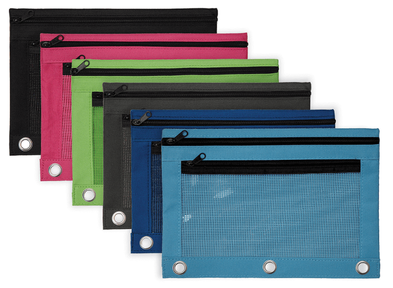 Office Depot Brand Pencil Pouch With Mesh Window, 7in x 9 3/4in, Assorted Colors (Min Order Qty 49) MPN:PPMW201401