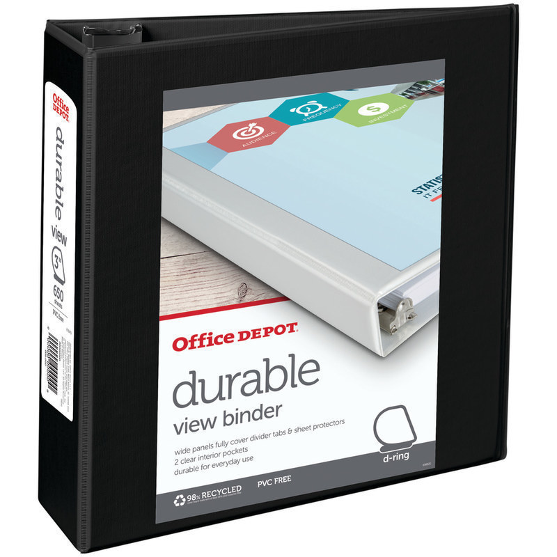 Office Depot Brand Durable View 3-Ring Binder, 3in Slant Rings, Black (Min Order Qty 13) MPN:82361