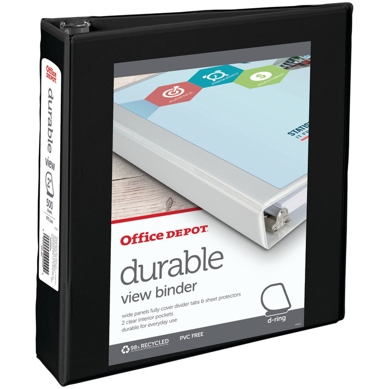 Office Depot Brand Durable View Slant-Ring 3-Ring Binder, 2in Slant Rings, Black (Min Order Qty 18) MPN:82365